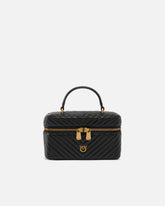 Small beauty case with shoulder strap in chevron nappa - | Pinko