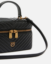 Petite trousse de toilette à bandoulière en cuir nappa à chevrons - | Pinko