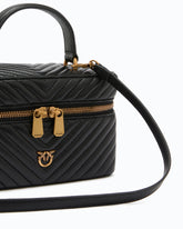 Small beauty case with shoulder strap in chevron nappa - | Pinko