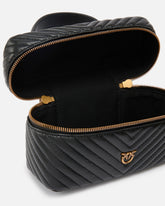 Small beauty case with shoulder strap in chevron nappa - | Pinko