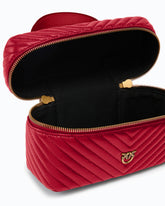 Small beauty case with shoulder strap chevron nappa - | Pinko