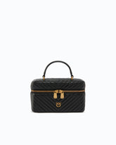 Small beauty case with shoulder strap chevron nappa - | Pinko