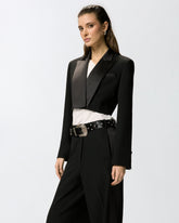 Giacca cropped con dettagli in satin - | Pinko