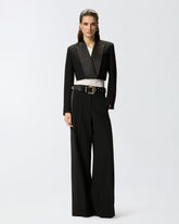 Cropped jacket with satin details - | Pinko