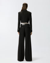 Cropped jacket with satin details - | Pinko