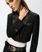 Giacca cropped con dettagli in satin - | Pinko