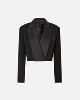 Cropped jacket with satin details - | Pinko