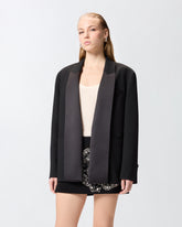 Slub fabric jacket with satin lapels - | Pinko