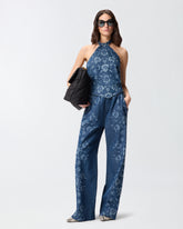 Top in denim floreale - | Pinko