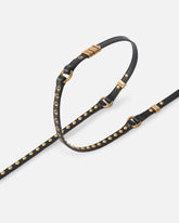 Cintura doppio giro in pelle con borchie e anelli logati 1 cm - | Pinko