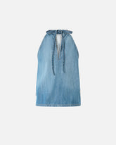 Top in denim con stampa foulard - | Pinko