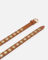 Cintura in pelle con occhielli gioiello 2 cm - | Pinko