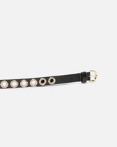 Cintura in pelle con occhielli gioiello 2 cm - | Pinko