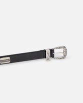 Texan belt in crocodile-print leather, 3 cm - | Pinko