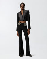 Pantaloni con rose gioiello ricamate - | Pinko