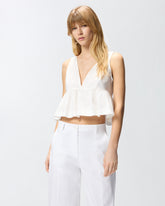 Crop top with ruffle and ties - | Pinko