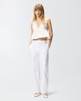 Crop top with ruffle and ties - | Pinko