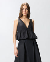Crop top con volant e laccetti - | Pinko