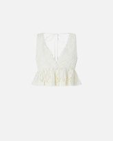 Crop top con volant e motivo traforato - | Pinko