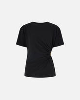 T-shirt z drapowaniem i złotym detalem - | Pinko