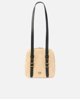 Borsa a spalla in rafia e pelle - | Pinko