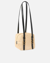 Borsa a spalla in rafia e pelle - | Pinko