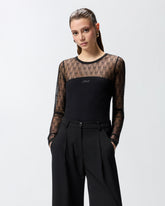 Jersey sweater with Love Birds logo lace - Black | Pinko