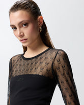Maglia in jersey con pizzo logo Love Birds - | Pinko