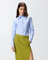 Chemise en coton à rayures et logo - | Pinko