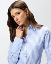 Chemise en coton à rayures et logo - | Pinko