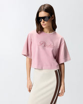 T-shirt cropped con ricamo PINKO distressed - | Pinko