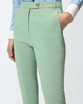Trousers in linen blend with pressed pleat - | Pinko