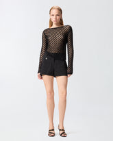 Maglia effetto uncinetto con paillettes - | Pinko
