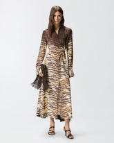 Robe chemise longue à imprimé animalier - | Pinko