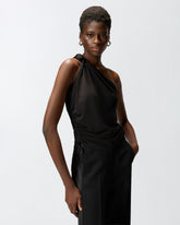 One-shoulder top with knot detail - | Pinko