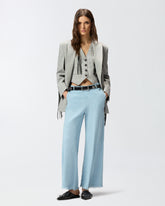 Pantaloni in misto lino con cintura - | Pinko