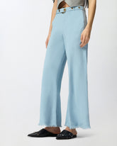 Pantaloni in misto lino con cintura - | Pinko