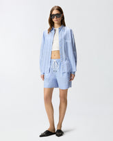 Shorts in cotone a righe con elastico in vita - | Pinko