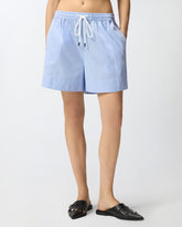 Shorts in cotone a righe con elastico in vita - | Pinko