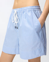 Shorts in cotone a righe con elastico in vita - | Pinko