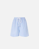 Shorts in cotone a righe con elastico in vita - | Pinko