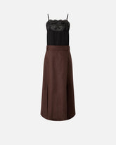 Midi dress with in linen with lace top - | Pinko