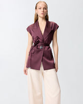 Giacca smanicata in satin - | Pinko