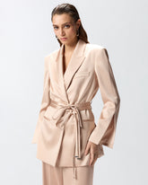 Giacca in satin con cintura - | Pinko