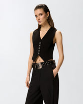 Gilet con bottoni rose gioiello - | Pinko
