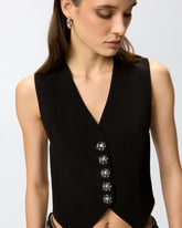 Gilet con bottoni rose gioiello - | Pinko