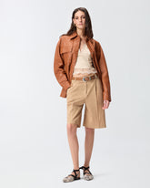 Bermuda shorts with pressed pleat detail - | Pinko