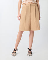 Bermuda shorts with pressed pleat detail - | Pinko