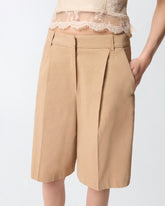 Bermuda shorts with pressed pleat detail - | Pinko