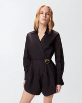 Tuta corta in cotone con cintura Love Birds - | Pinko